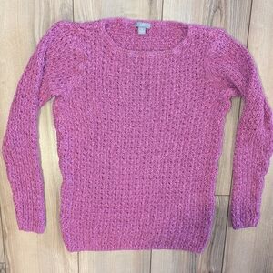 J. Jill Raspberry Knit Crew Neck Sweater